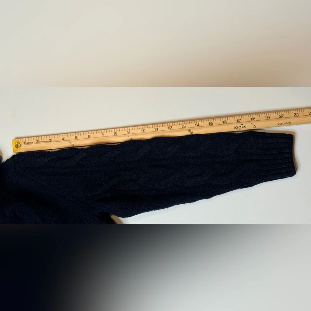 Falconeri Navy Blue Cable Knit Wool Turtleneck Sweater XL (Fits S/XS)